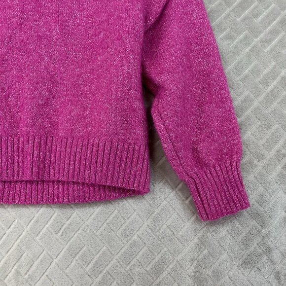 Old Navy Girls 6 Sweater Pink Glitter Sparkle Crew Neck Polyester Blend - Picture 4 of 13